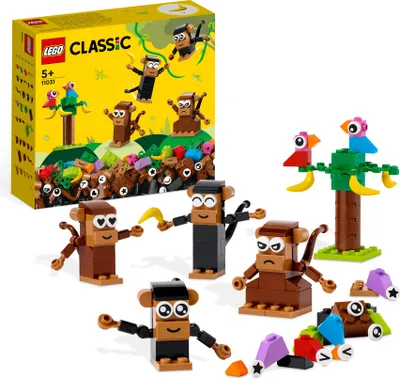 Produktbild von LEGO 11031 Classic Affen Kreativ-Bauset, Bausteinebox zum Bauen von Dschungel-Tier-Figuren, Tier-Spielzeug für Kinder ab 5 Jahren