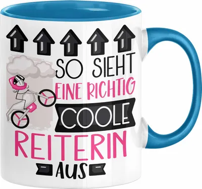 Produktbild von Reiterin Geschenk Tasse Lustig Geschenkidee für Reiterin Geburtstag So Sieht Eine Richtig Coole Reiterin Aus Frauen Spruch (Blau)