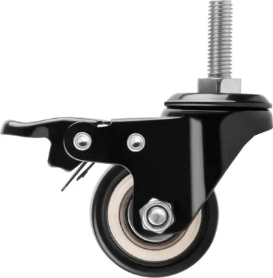 Produktbild von S-POLYTEC 40mm Lenkrolle, Möbelrollen, Transportrollen mit Gewindestift M8, höhenverstellbar mit Bremse (40mm mit Bremse, 1)