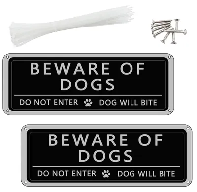 Image de 2 panneaux d'avertissement "Attention, chiens"