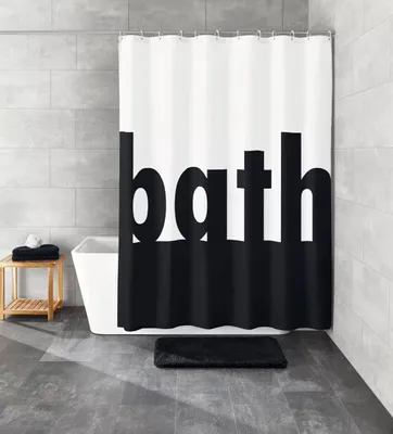 Immagine prodotto di Kleine Wolke, tenda da doccia, TXT, Bagno, bianco e nero, 180 x 200 cm in 100% poliestere