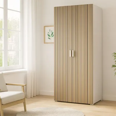 Image de Susella - Armoire 2 Portes, 80x180h cm Blanc, 2 Étagères Italy