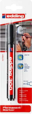 Produktbild von edding 300 Permanentmarker - schwarz - 1 Stift - Rundspitze 1,5-3 mm - wasserfest, schnell-trocknend - wischfest - für Karton, Kunststoff, Glas, Holz, Metall, Glas