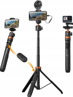 Zdjęcie produktu dla Statyw Tripod Kijek Selfie Stick Do Telefonu Kamery DJI GoPro + Pilot K&F / KF09.127V1 / MS-08