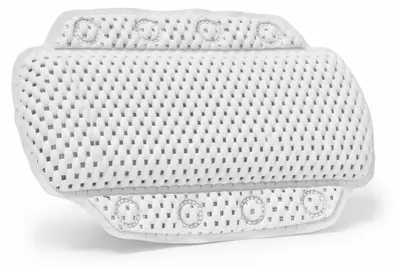 Image de Relaxdays Coussin cervical pour baignoire, coussin de baignoire avec 8 ventouses, coussin de soutien cervical moelleux, PVC, dimensions : 20 x 30 x 5 cm, blanc