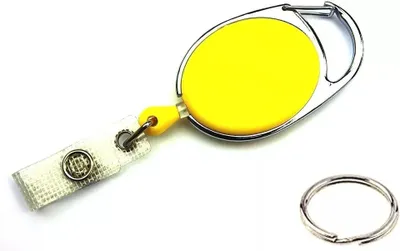 Produktbild von 1x GELB Ausweisjojo mit EXTRA reißfester POWERCORD Schnur Schlüsselanhänger Jojo Zipper oval mit Druckknopf Lasche & Schlüsselring Anhänger
