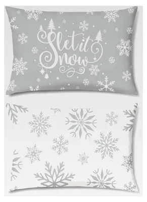 Produktbild von 2er Set Kissenbezüge Winter Grau 30 x 50 cm Samt Soft Schneeflocken Weihnachtsdekoration für Sofa und Schlafzimmer