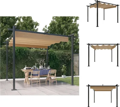Immagine prodotto di vidaXL Padiglione con tetto estensibile 3x3 m Taupe - Padiglioni e tende per feste