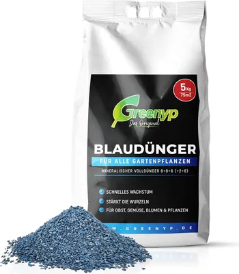 Produktbild von Greenyp Blaudünger NPK Dünger für Pflanzen 5-30kg I Universaldünger Langzeitdünger für Obst, Gemüse, Blumen, Rasen oder Zierpflanzen I Stickstoffdünger für alle Garten Kulturen (5kg / 75m²)