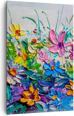 Produktbild von Bild auf Leinwand - Leinwandbild - Einteilig - Blumen die Farben pastos - 80x120cm - Wand Bild - Wanddeko - Wandbilder - Leinwanddruck - Wanddekoration - Leinwand bilder - Wandbild - PA80x120-4521