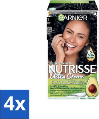 Imagen del producto de Garnier – Nutrisse Ultra Cream 1 – Tinte para el cabello –  – Cuidado intensivo – Coloración permanente – Pack ahorro – 4 unidades