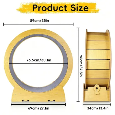 Image de Roulette d'exercice pour chats en bois - Roue d'entraînement silencieuse pour chats d'intérieur - Roulette pour chats à 360° - Avec tapis amovible - Diamètre : 76,5 cm
