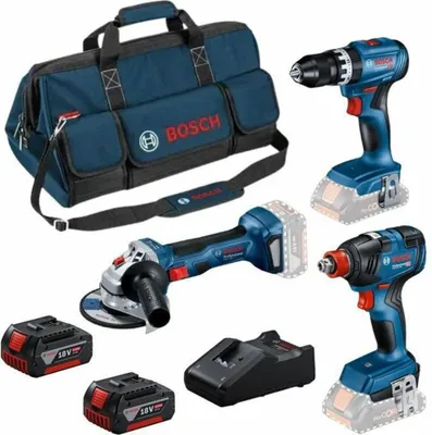 Image de Pack 3 Outils 18V GSB/GDX/GWS -BOSCH - avec 2 batteries 5.5AH - chargeur - sac - 0615990N31