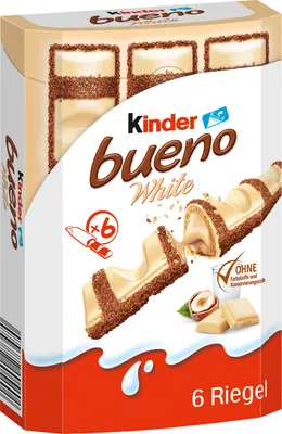 Produktbild von Kinder bueno White 6 einzeln verpackte Waffelriegel mit Füllung 132g