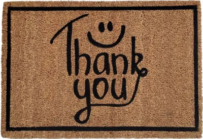 Produktbild von Soma Kokosmatte 60 x 40 cm Fußmatte Türvorleger Fußabtreter Schmutzfangmatte Haustür Thank you