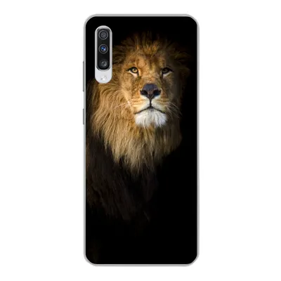 Produktbild von MuchoWow® Handyhülle Schutzhülle Hülle für Samsung Galaxy A70 Löwe - Licht - Schwarz - Porträt Silikon Softcase Handy Hülle - Schutzhaube