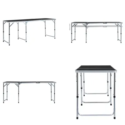 Produktbild von vidaXL Klappbarer Campingtisch Grau Aluminium 180 x 60 cm - Camping-Tisch - Camping-Tische - Campingtisch - Campingtische