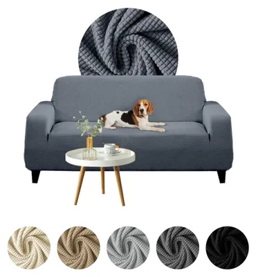 Produktbild von Elastischer Jacquard-Bezug aus dickem Stoff für 3-Sitzer Sofa, Couch oder Schlafsofa in Grau – Schonbezug