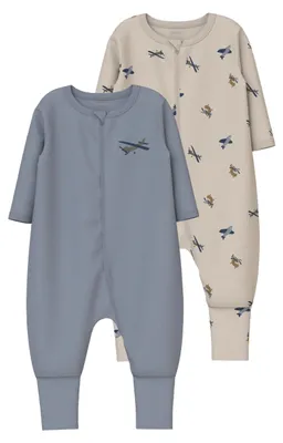 Immagine prodotto di Name IT, pigiama da uomo, modello Nbmnightsuit, due pezzi, zip, fantasia "Airplane", colori "Noos", "Peyote", taglia EU 80
