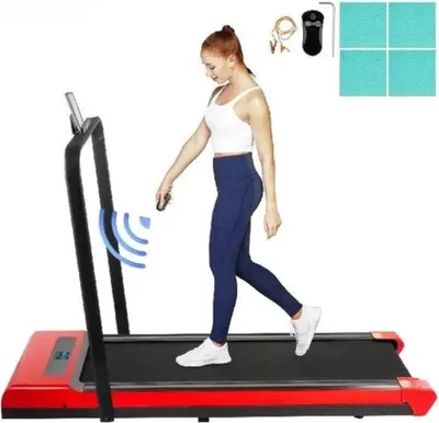 Obrázok produktu pre Behací pás Happyment – Červený behací pás pre domáce použitie – 500 W – 1–6 km/h – Maximálne zaťaženie 100 kg – 141 × 55 × 98 cm