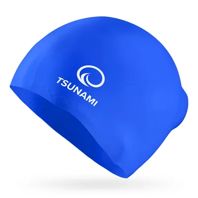 Produktbild von TSUNAMI Silikon Schwimmkappe, Pool Training, unisex, lange Haare, rutschfest, blau
