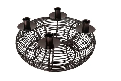 Produktbild von Sesua Adventskranz Metall dunkles Silber ⌀ 31cm Weihnachtskranz Deko Kranz Kerzenständer Kerzenhalter