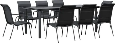 Produktbild von vidaXL 9-tlg. Garten-Essgruppe Schwarz Stahl und Textilene