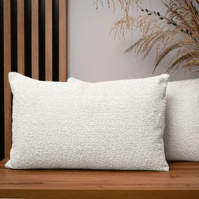 Produktbild von MG Design 2er Set Kissenbezüge 40 x 60 cm in Weiß - mit Reißverschluss, fein gewebt mit Chenille-Haptik, pflegeleich