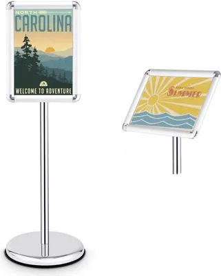 Produktbild von Praesentationsstaender Metall, Plakatstaender Infostaender, Praesentationsstaender drehbar, Werbestaender hoeheverstellbar, Silber (A4)