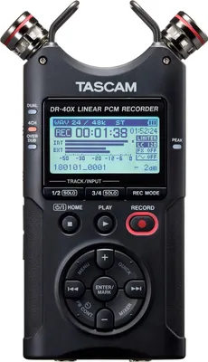 Produktbild von Tascam DR-40X, 18 h, MP3, WAV, 92 dB, 44100 - 96000 Hz, Blau, 40 mW
