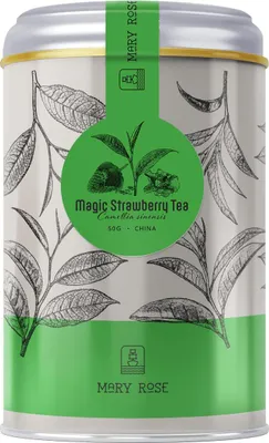 Produktbild von Mary Rose - Grüner Sencha Tee Magic Strawberry 50g - Mit Erdbeeren, Rosenblüten, Hibiskus, Goji-Beeren - Ideal Balanciert - In Metall-Dose - China