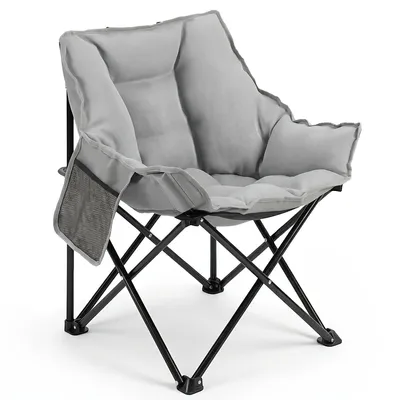 Produktbild von Sekey Campingstuhl Gepolstert Klappstuhl Camping Faltstuhl Angelstuhl bis 130 kg, Grau