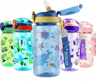 Productafbeelding van Drinkfles voor Kinderen 600 ml - Robuust, Lekvrij en BPA-vrij met Rietje