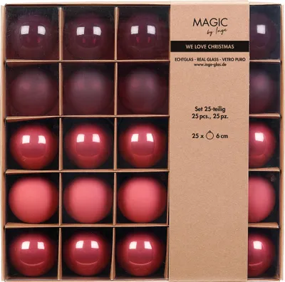 Produktbild von Weihnachtskugeln Glas 6cm 25er Set - Dusty Rose teils transparent