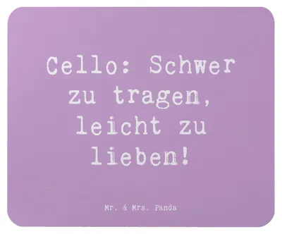 Produktbild von Mr. & Mrs. Panda Mouse Pad Spruch Cello Liebe - Lavendeltraum - Geschenk, Mousepad, Streichinstrument, Klassische Musik, Lernen, mausteppich, Instrument, Musikinstrument