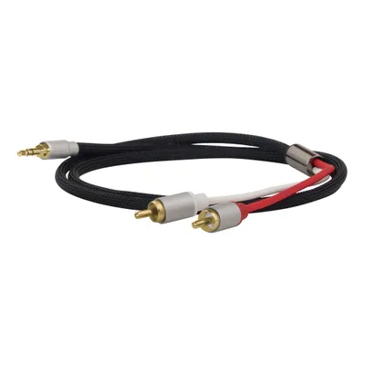Image de Câble audio stéréo Dynavox 5m, prise jack 3,5mm sur RCA (mâle - mâle)