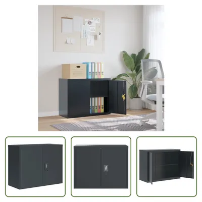 Immagine prodotto di The Living Store schedario antracite 90x40x70 cm in acciaio