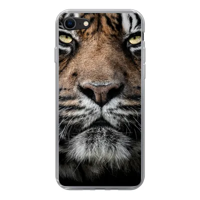 Produktbild von MuchoWow® Handyhülle Schutzhülle Hülle für iPhone SE 2020 Tiger - Nahaufnahme - Tier Silikon Softcase Handy Hülle - Kartenbesitzer