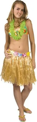 Produktbild von Hularock Mini Bastrock Kostüm für Hawaii-Verkleidungen beige One Size 53 cm Länge