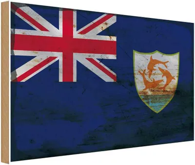 Produktbild von vianmo Holzschild 20x30 cm Anguilla Rost Flagge Fahne Wappen