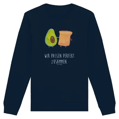 Produktbild von Mr. & Mrs. Panda Baumwoll Pullover Avocado Toast Größe L - French Navy - Geschenk, Bio, Hochzeit, Liebe, Freundin, Sweater, Sweatshirt, Toastbrot, Pulli