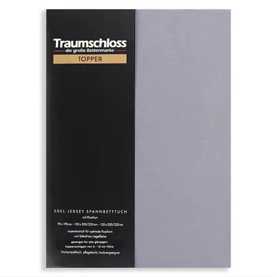 Produktbild von Traumschloss Topper Edel-Jersey Spannbettlaken 140-160 x 200-220 cm grau 165g/m², 95% gekämmte Mako Baumwolle, 5% Elasthan