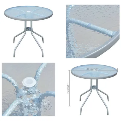 Imagen del producto de vidaXL Mesa de jardín de 80 x 71 cm, acero, redonda, gris - Mesa de jardín - Mesas de jardín - Mesa de comedor - Mesas de comedor