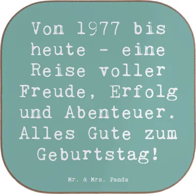 Produktbild von Mr. & Mrs. Panda unterleger Spruch 1977 Geburtstag - Meeresbrise - Geschenk, Getränkeuntersetzer, Jubiläum, Glückwunsch, Coaster, gläseruntersetzer, Gute zum, Jahrgang