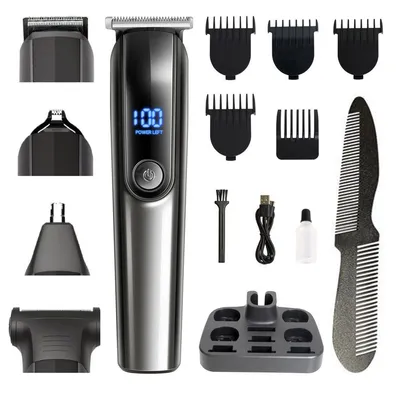 Produktbild von 5 in 1 Haarschneideset, Elektrische Haarschneider,mit T-Klinge,5 Grenzkämme,Haars Trimmer  für Bart, Haare & Konturen