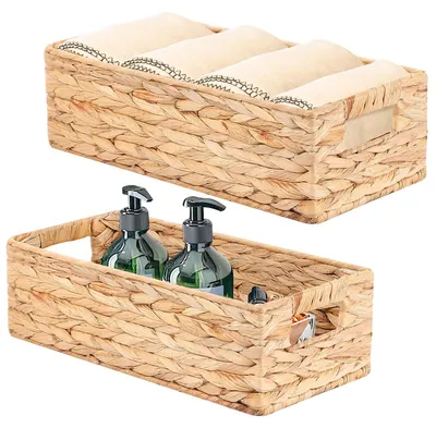 Produktbild von Set aus 2 Aufbewahrungskörben - Geflochtener Korb für die Aufbewahrung im Schlafzimmer und Badezimmer - Wasserhyazinthe