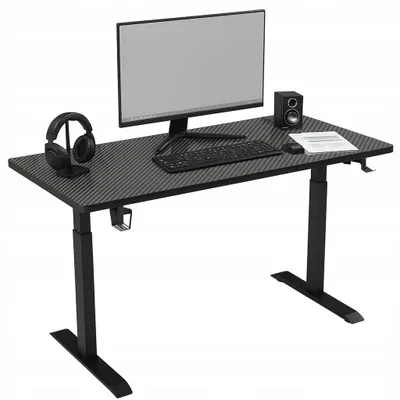 Produktbild von Schreibtisch - Tisch 140x60x72cm - Bürotisch Schwarz - Computertisch - Stehtisch - mit Höhenverstellung