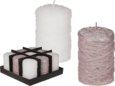 Produktbild von Stumpenkerze mit Glitter, rosa oder weiß