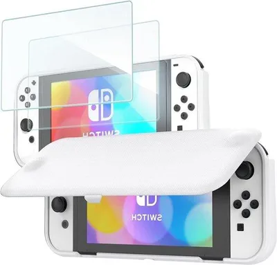 Produktbild von Famanu Flip Case für Nintendo Switch OLED - Anti-Kratzer, mit gehärtetem Glas-Schutz