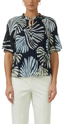 Produktbild von s.Oliver Damen Bluse – Chiffon, Plissee, Stehkragen